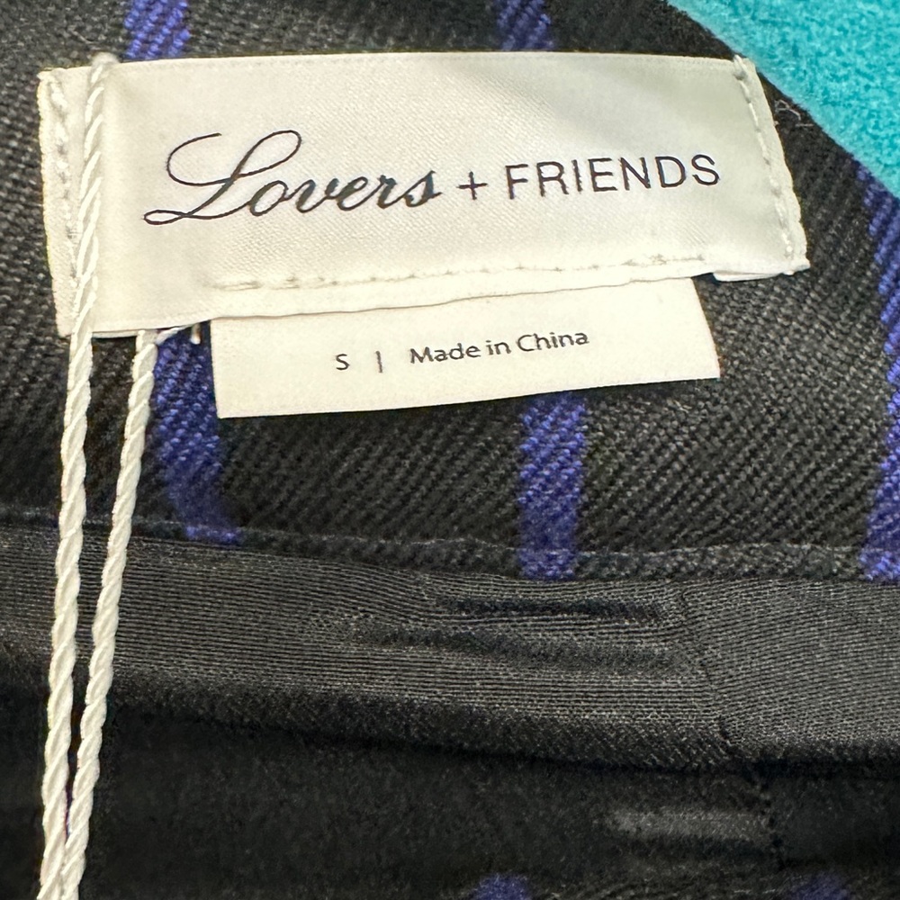 NWT Lovers+Friends Size S wool black and blue striped pants